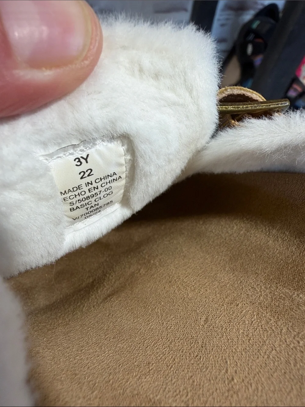 Old Navy Tan Suede-Look Kids Slip-On Clog with White Lining